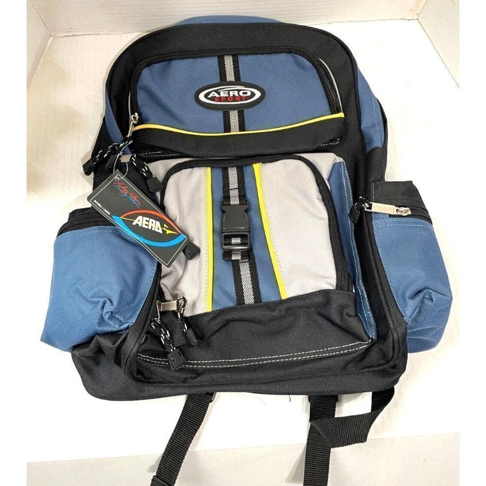 Aero Sports Backpack Blue/Gray/Black Student,Hiking NWT